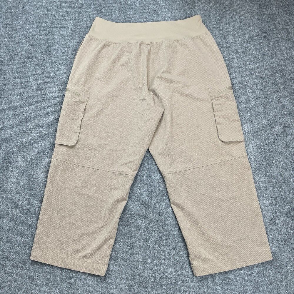Sage Collective Pants Womens XL Textured Tapered Leg Cargo Crop Beige Pull On - Picture 4 of 13